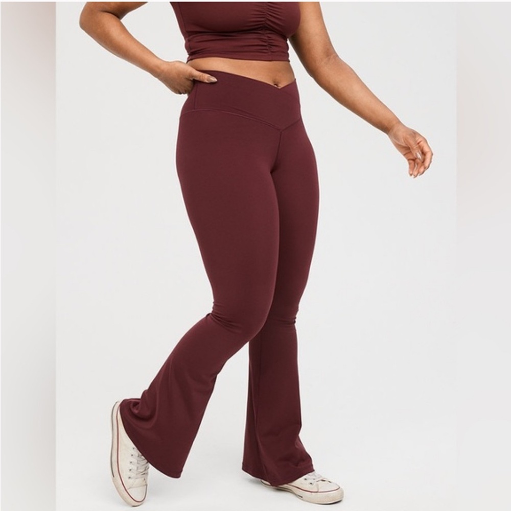 Aerie OFFLINE Real Me High Waisted Crossover Flare Legging Royal Berry